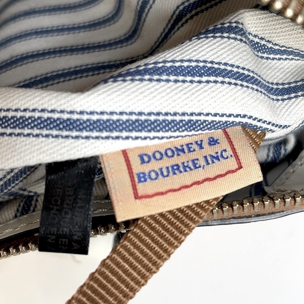 Dooney & Bourke Beacon Smooth Leather Woven Embossed Domed Satchel Bag White - Picture 14 of 17